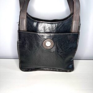 Mouflon Leather Black & Chocolate Brown Bag